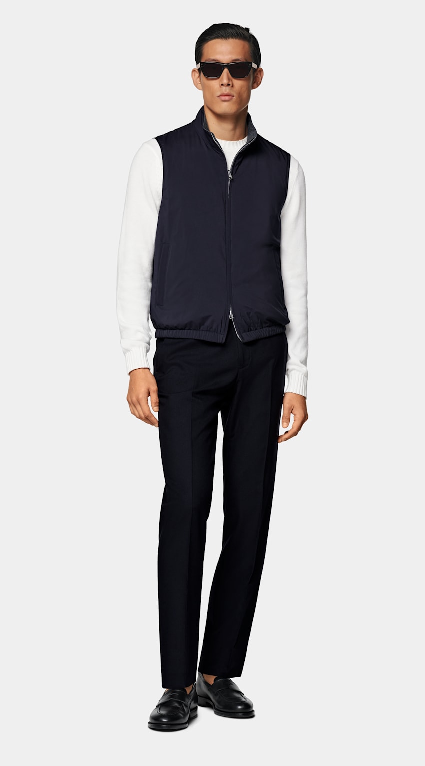 Navy Reversible Light Padded Zip Vest