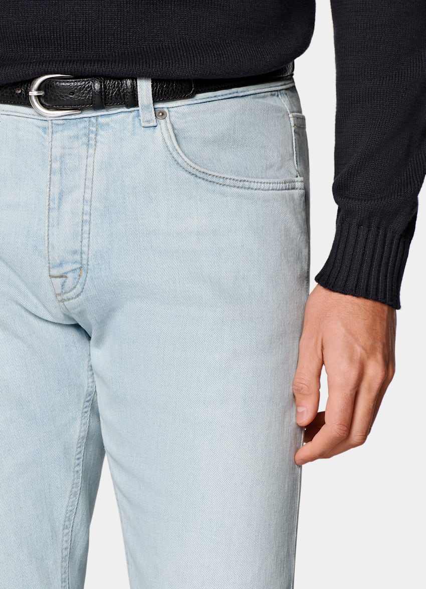 Light Blue Slim Leg Tapered Jeans