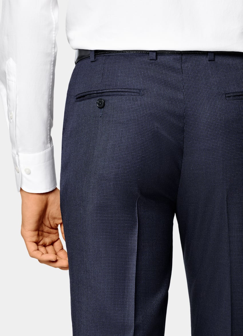 Navy Houndstooth Tailored Fit Havana Suit