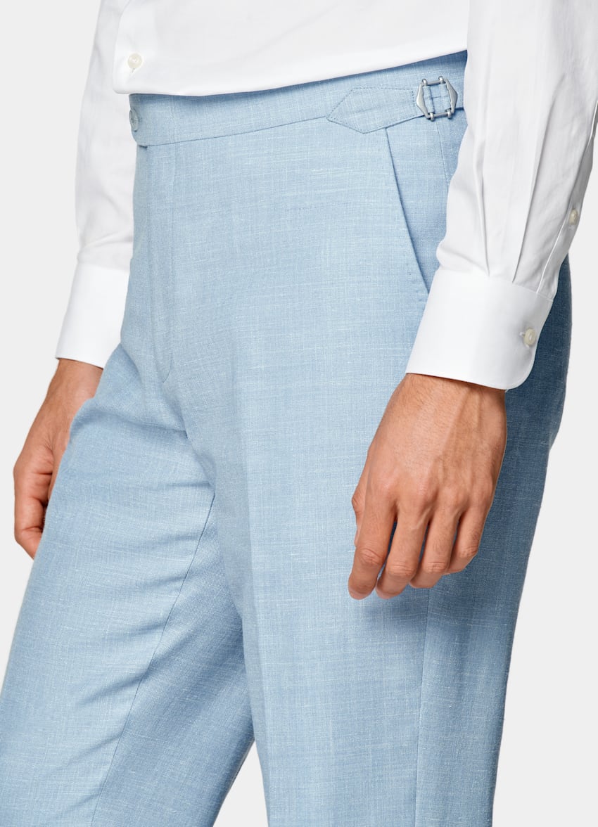 Light Blue Three-Piece Tailored Fit Havana Suit