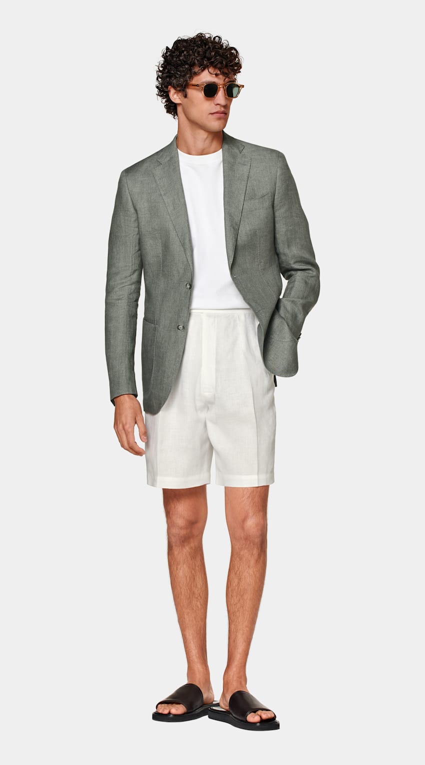 Mid Green Tailored Fit Havana Suit Jacket