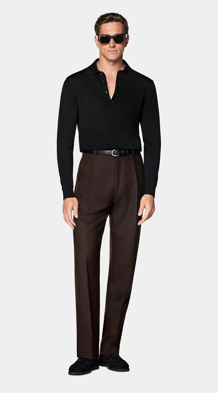 Black Long Sleeve Polo