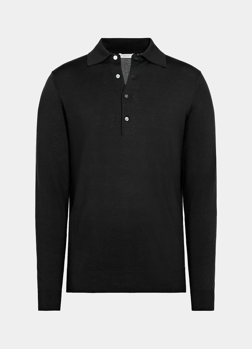 Black Long Sleeve Polo