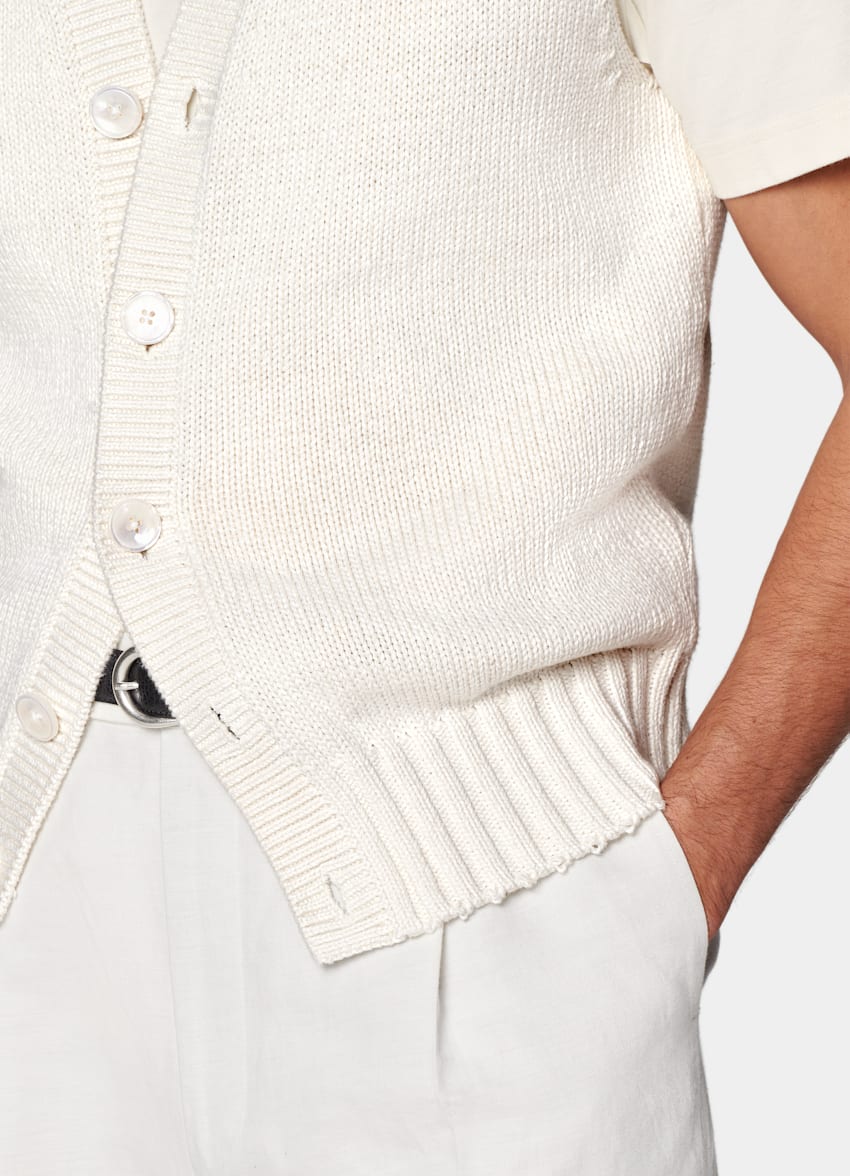 Off-White Sleeveless Cardigan