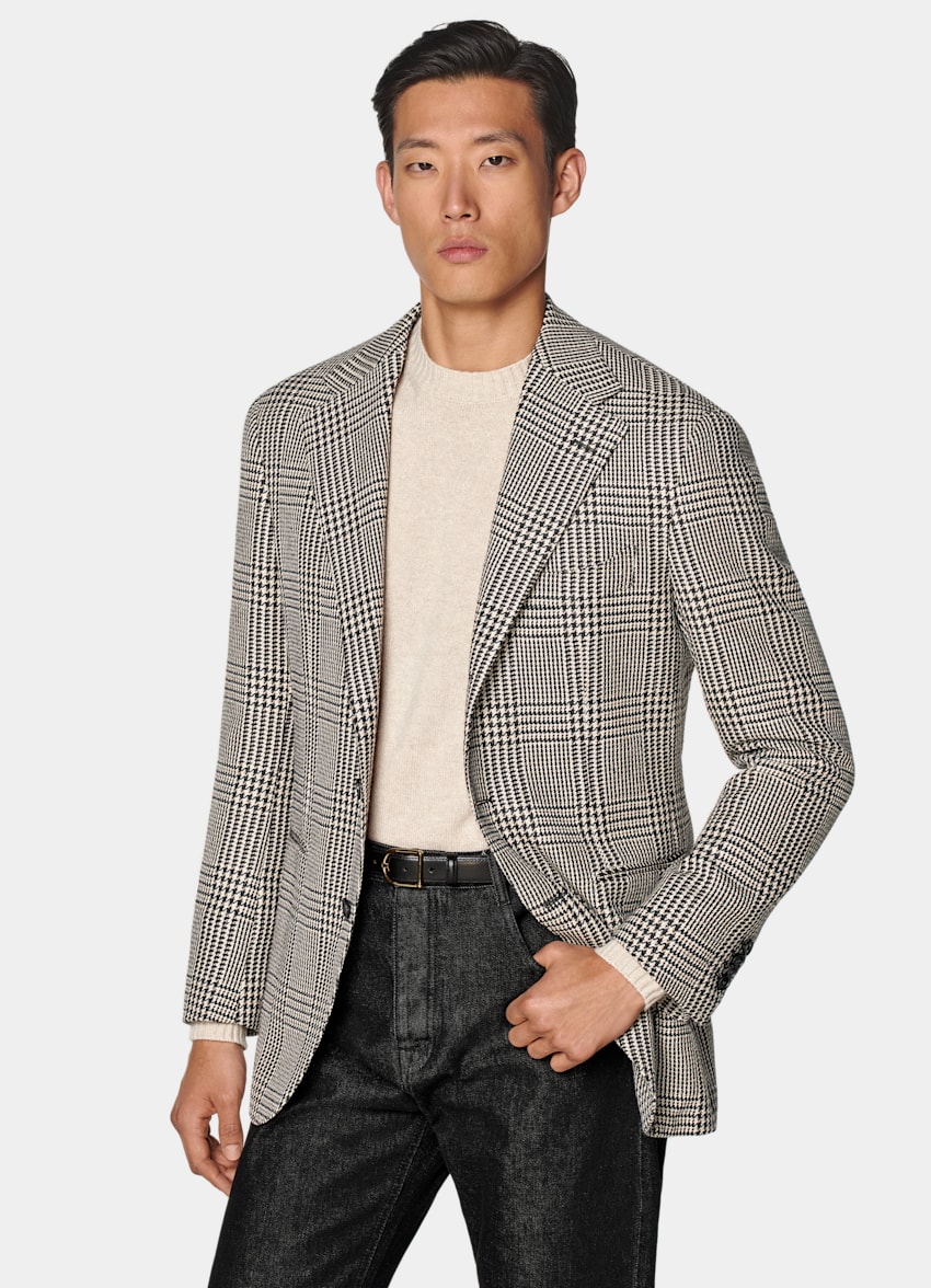 Black Checked Relaxed Fit Roma Blazer