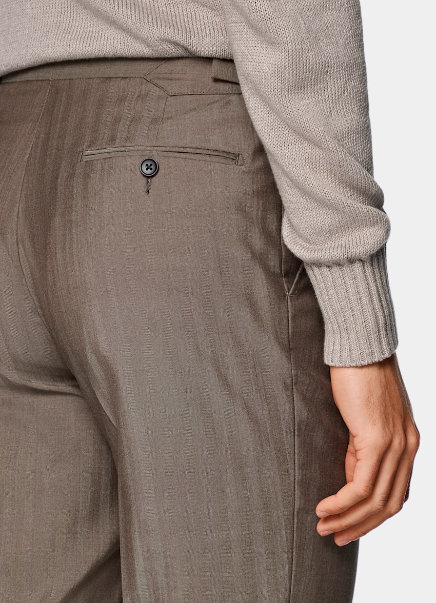 Taupe Herringbone Perennial Tailored Fit Havana Suit