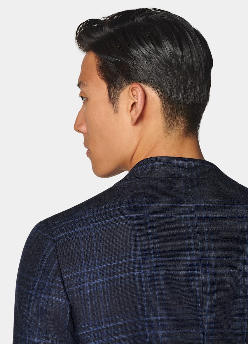 Navy Checked Tailored Fit Havana Blazer