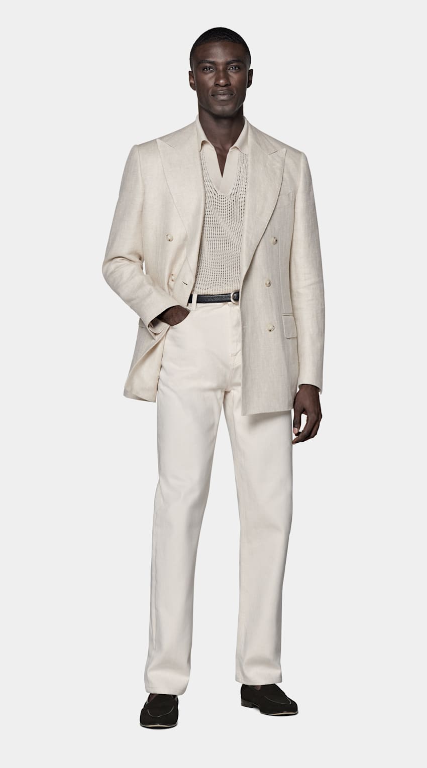 Light Taupe Herringbone Tailored Fit Milano Blazer
