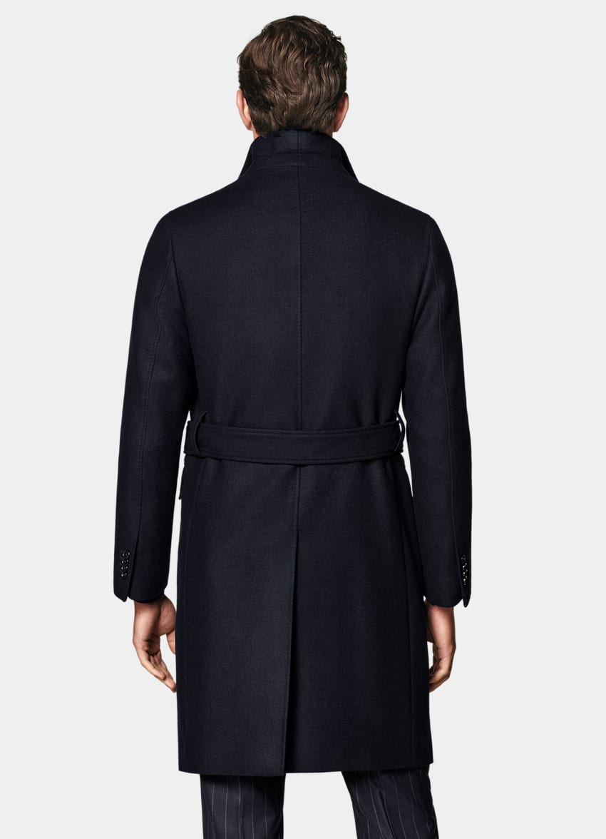 Navy Belted Overcoat