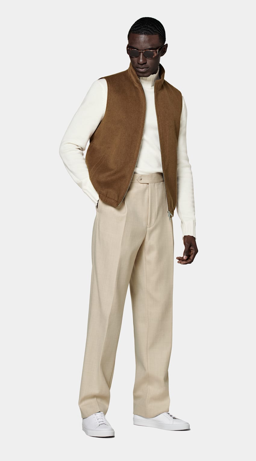 Mid Brown Zip Vest