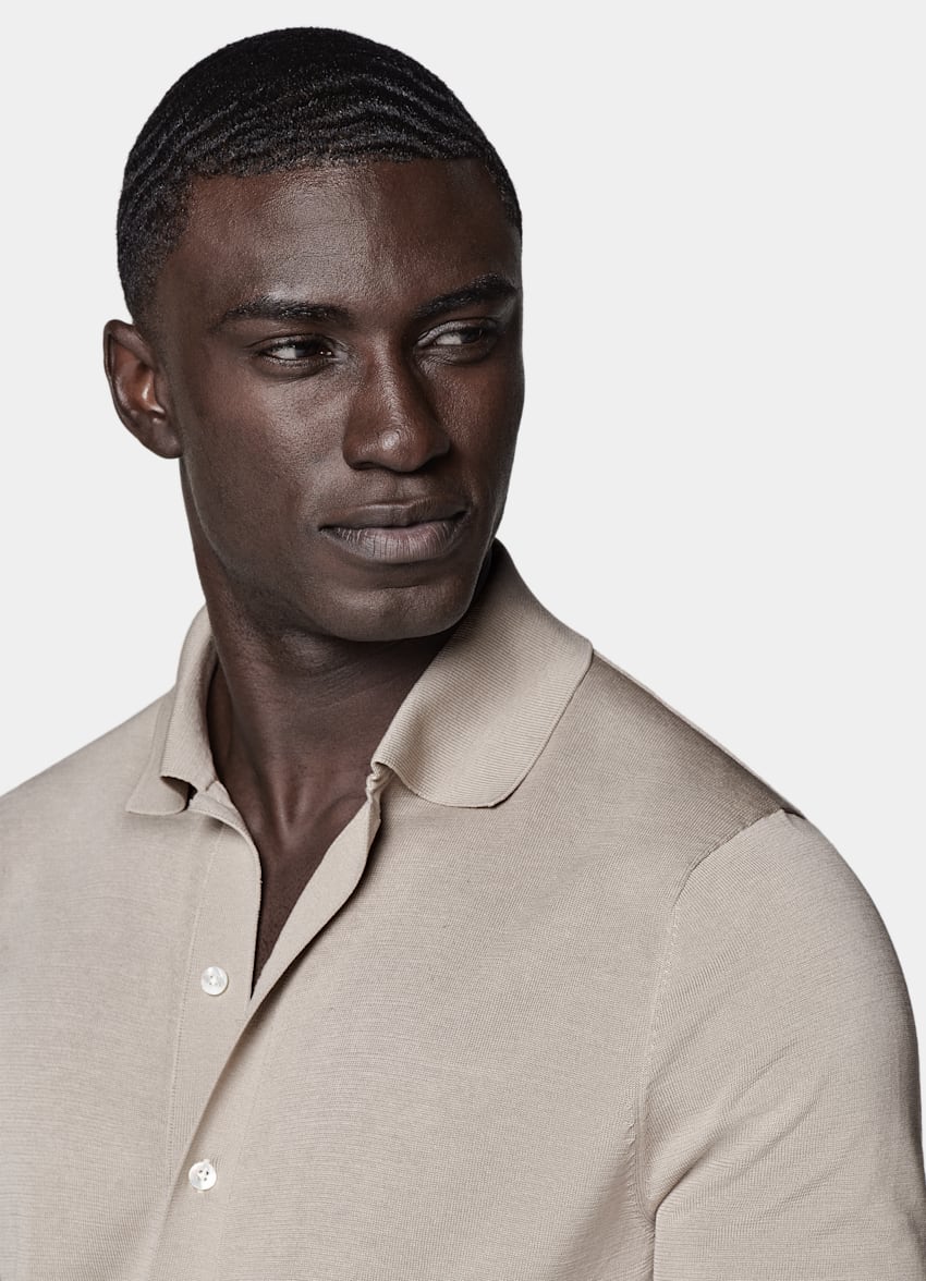 Light Taupe Polo Cardigan