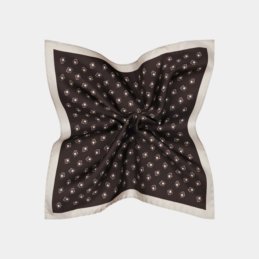 Dark Brown Graphic Pocket Square