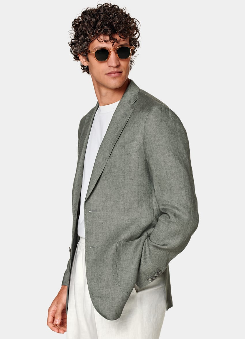 Mid Green Tailored Fit Havana Suit Jacket