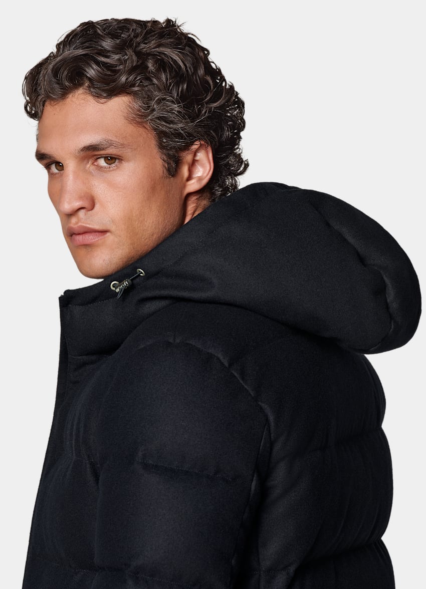 Navy Long Down Jacket