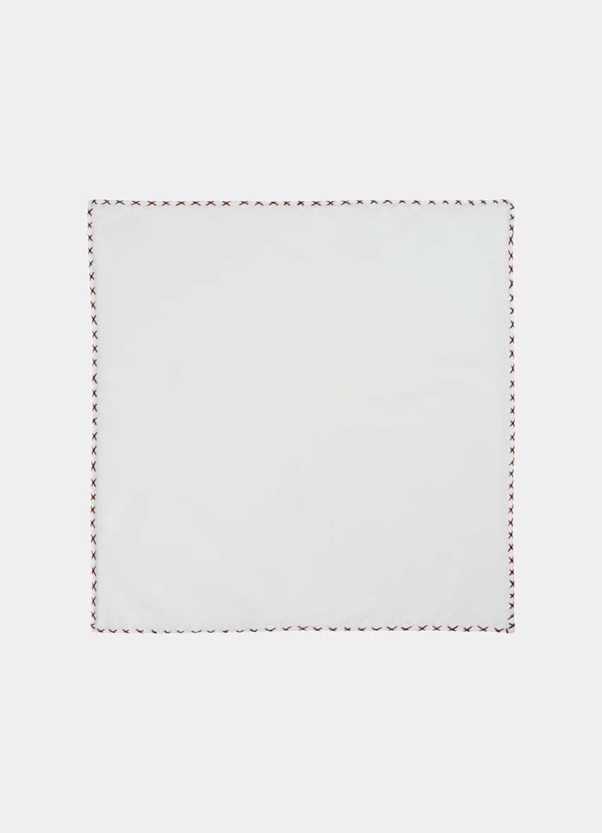 White Stitch Edge Pocket Square