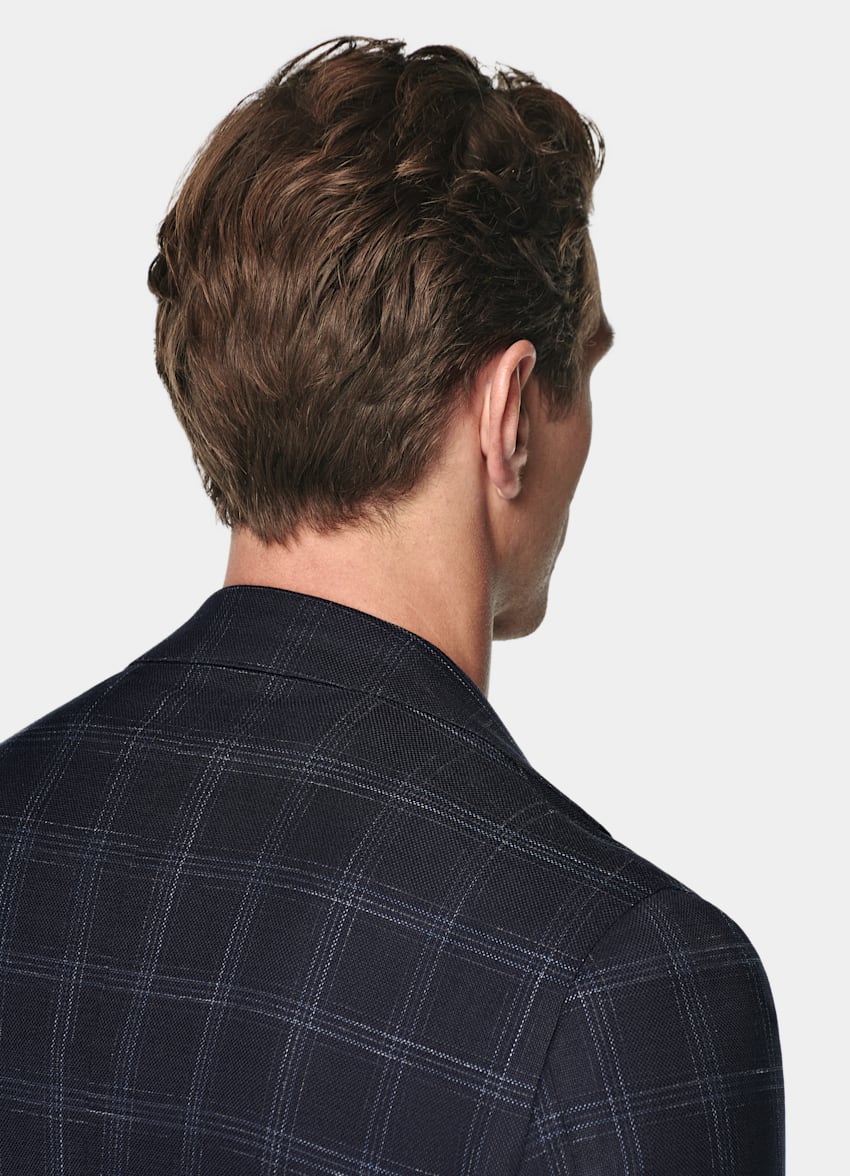 Navy Checked Tailored Fit Havana Blazer