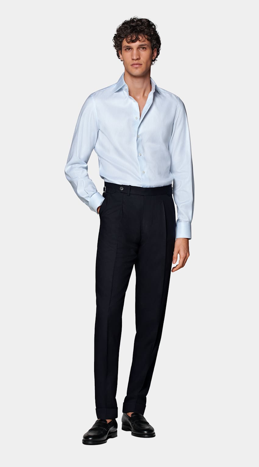 Light Blue Striped Oxford Extra Slim Fit Shirt