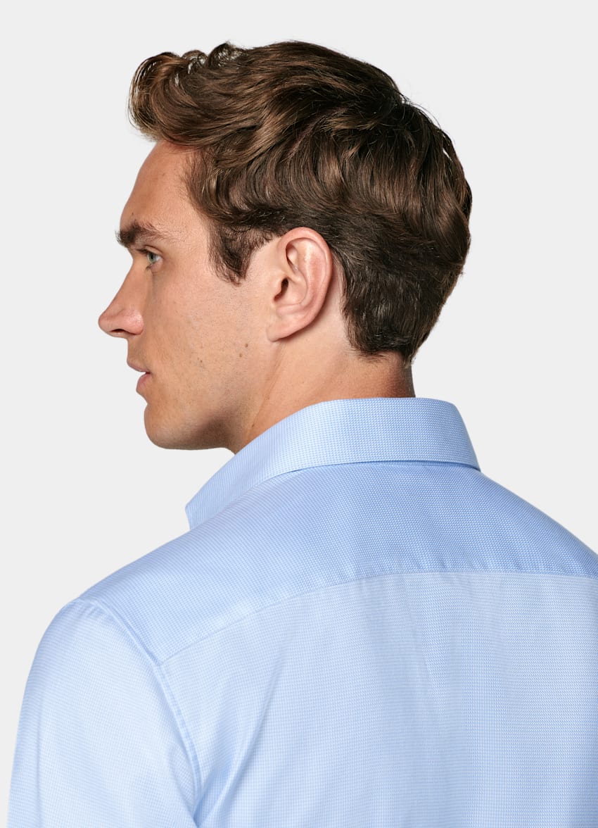Light Blue Houndstooth Houndstooth Tailored Fit Shirt