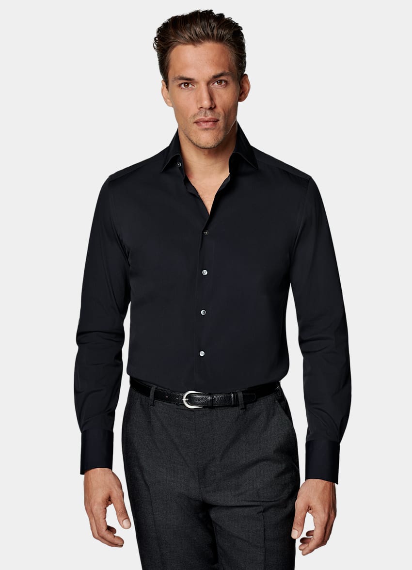 Navy Poplin Tailored Fit Shirt