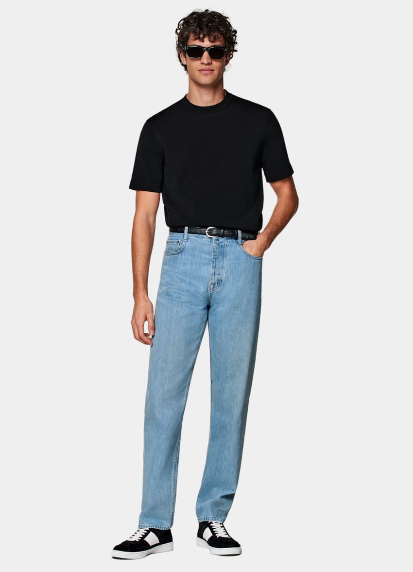 Light Blue Straight Leg Jeans