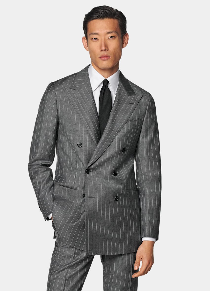 Mid Grey Striped Custom Made Suit