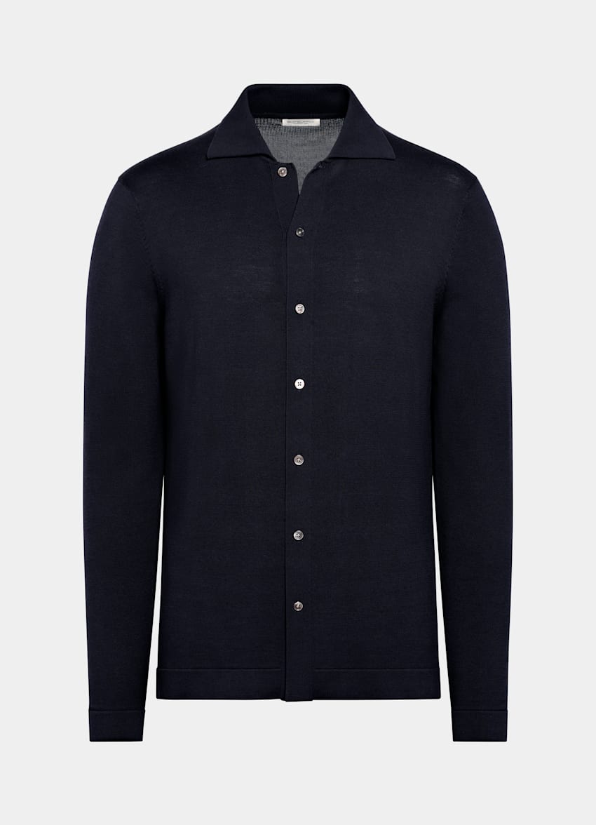 Navy Long Sleeve Polo Cardigan