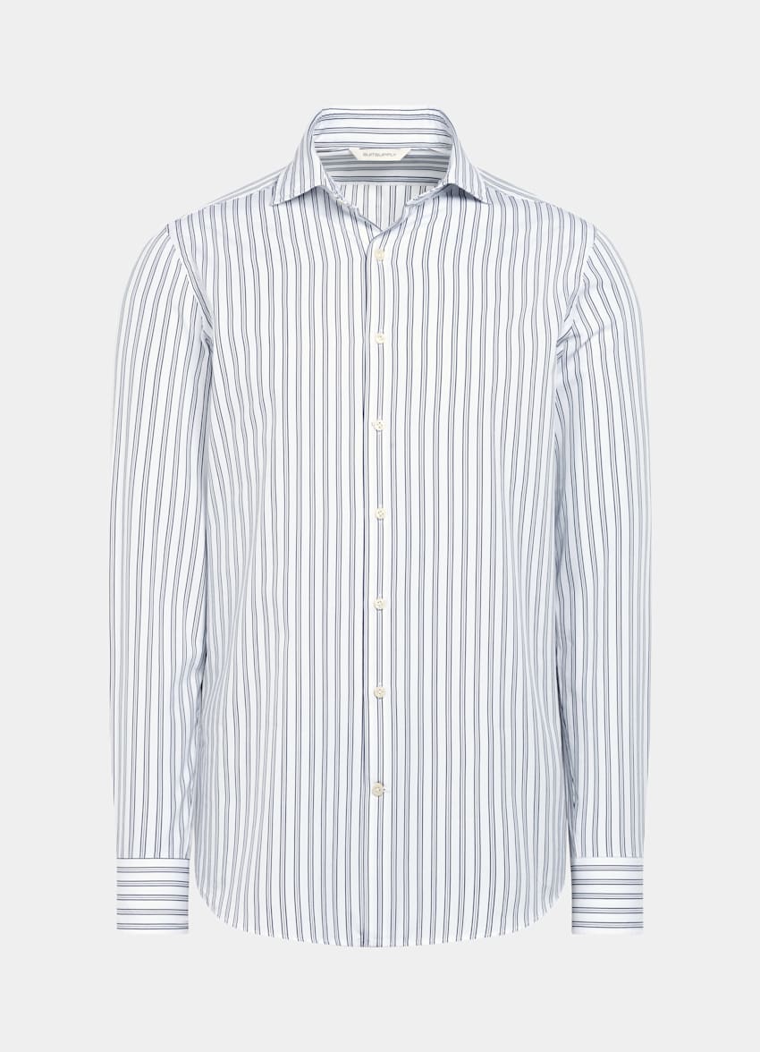 Navy Striped Slim Fit Shirt