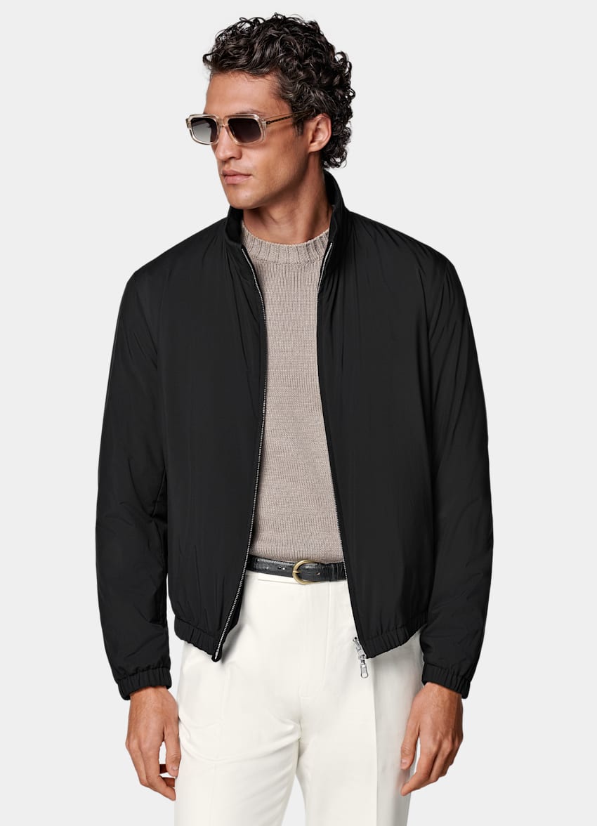 Black Reversible Bomber Jacket