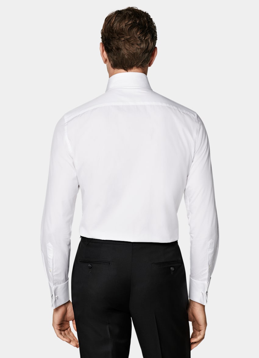 White Plisse Tailored Fit Tuxedo Shirt