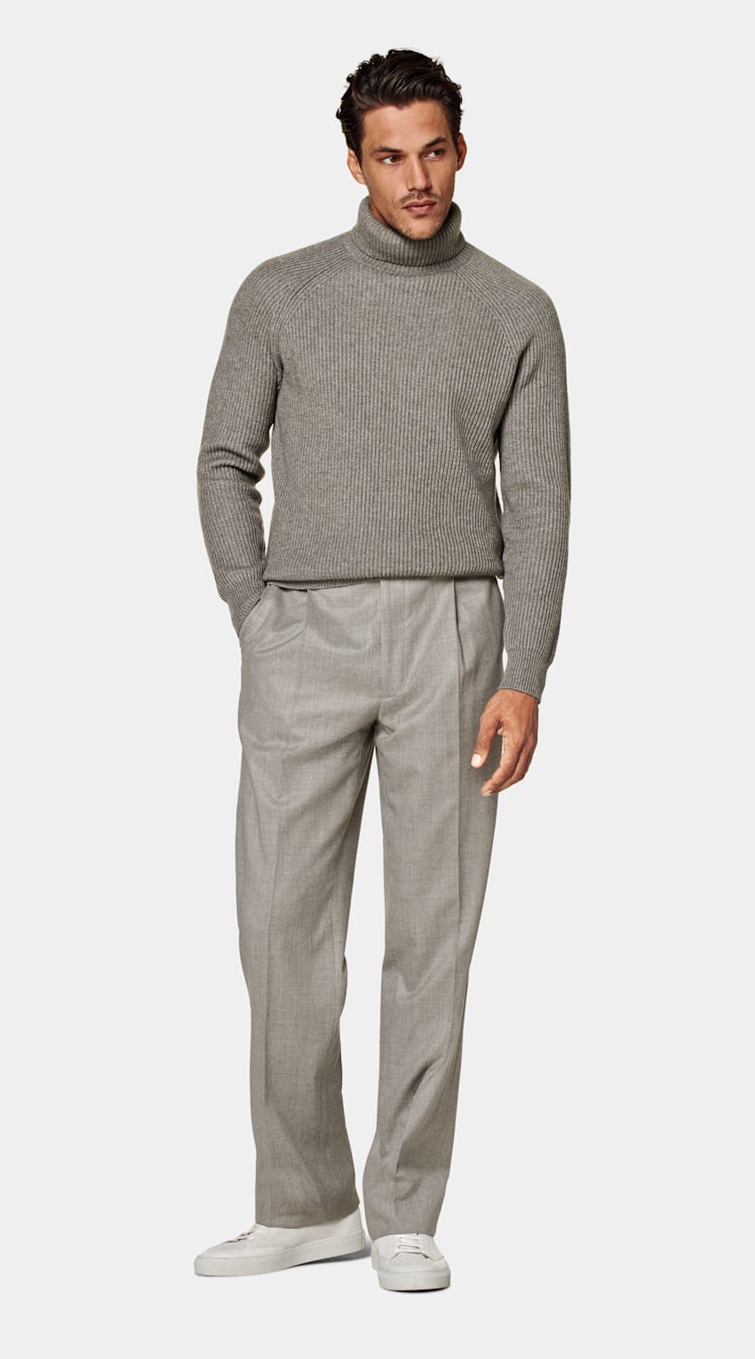 Taupe Ribbed Turtleneck