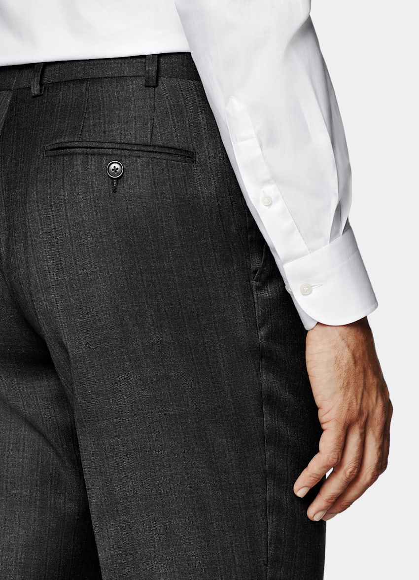 Dark Grey Striped Tailored Fit Milano Suit