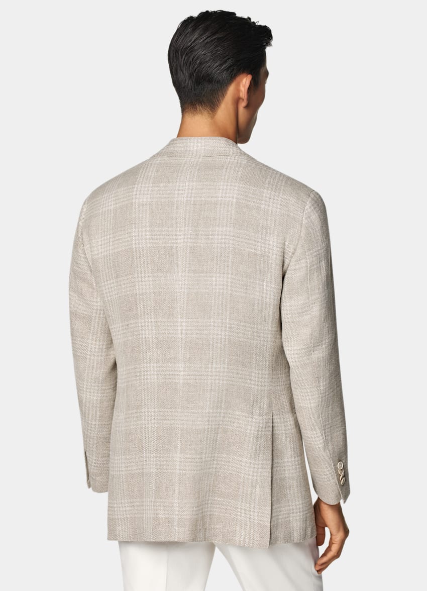 Sand Checked Relaxed Fit Roma Blazer