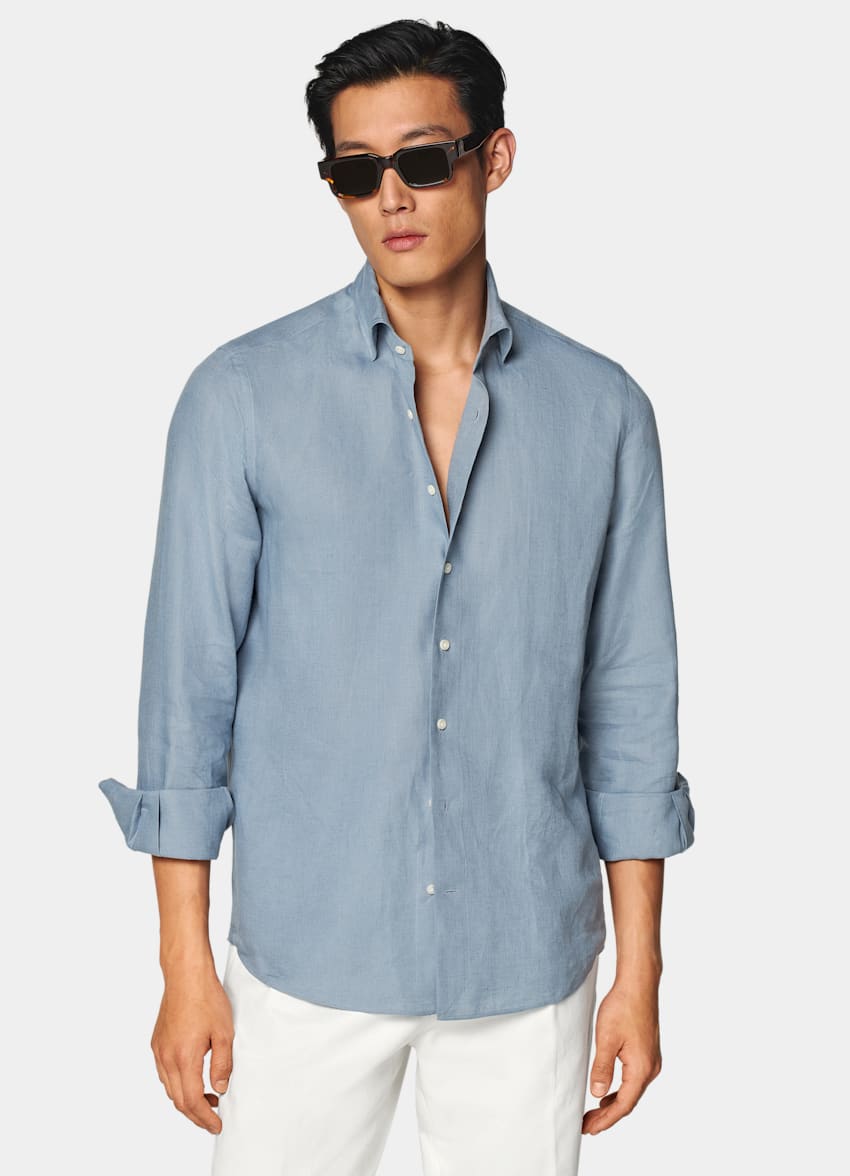 Mid Blue Tailored Fit Shirt