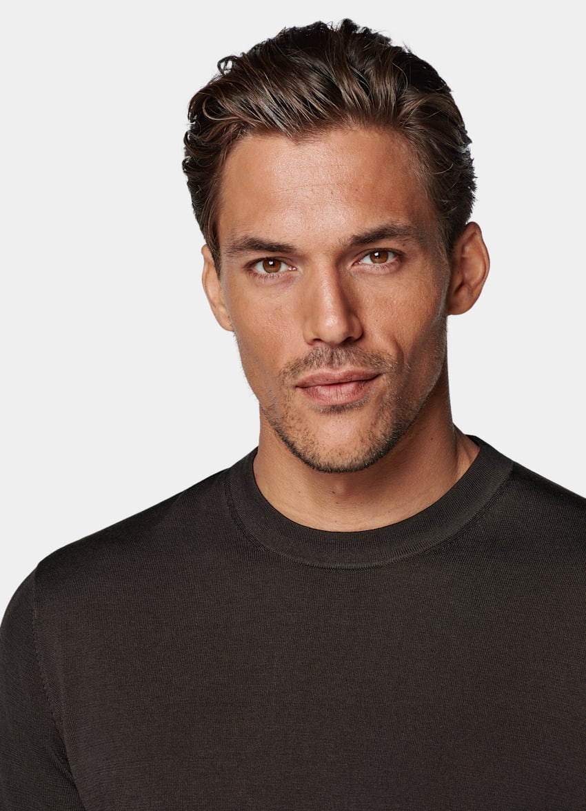 Dark Brown Short Sleeve Crewneck