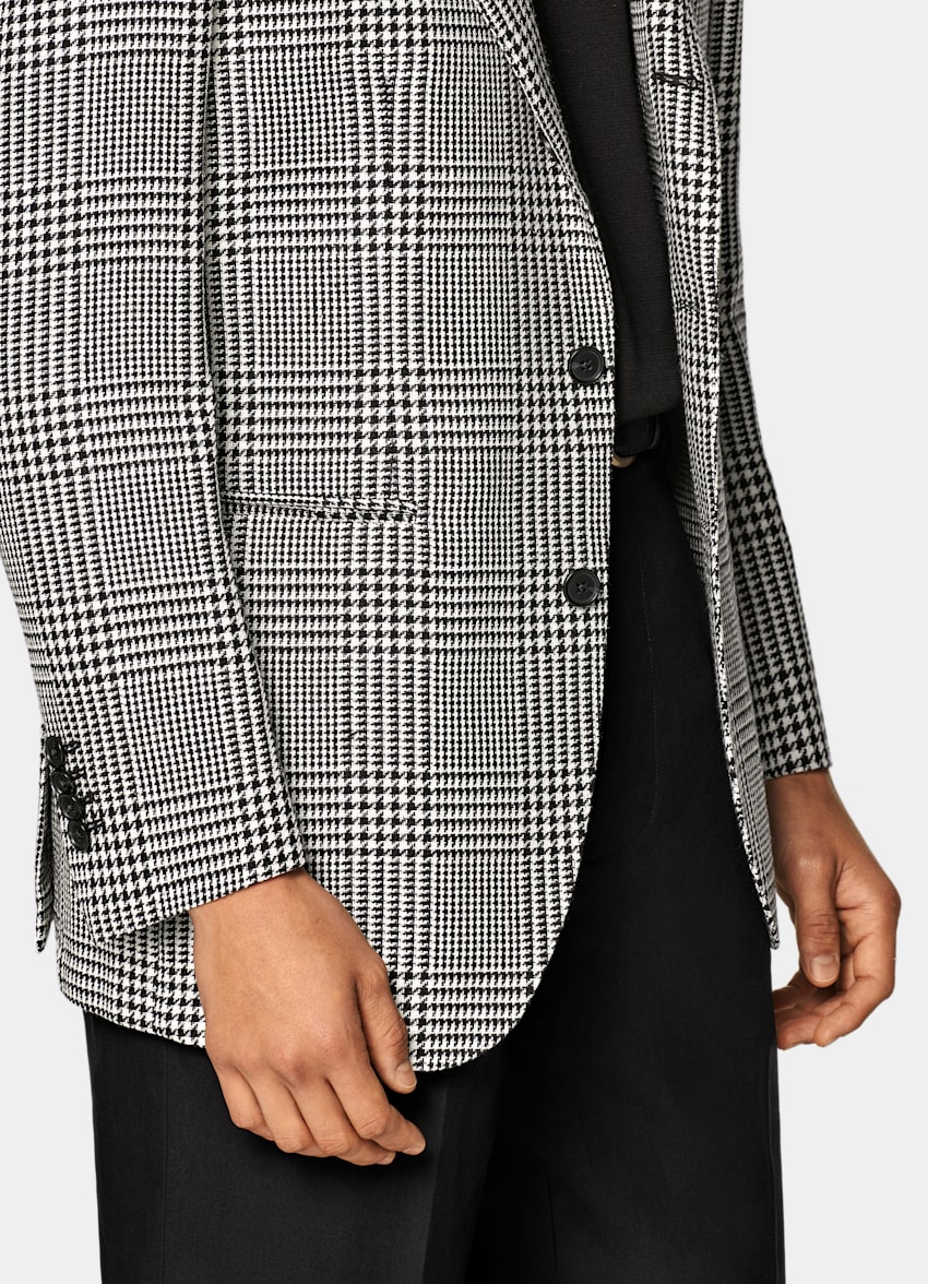 Black Checked Relaxed Fit Roma Blazer