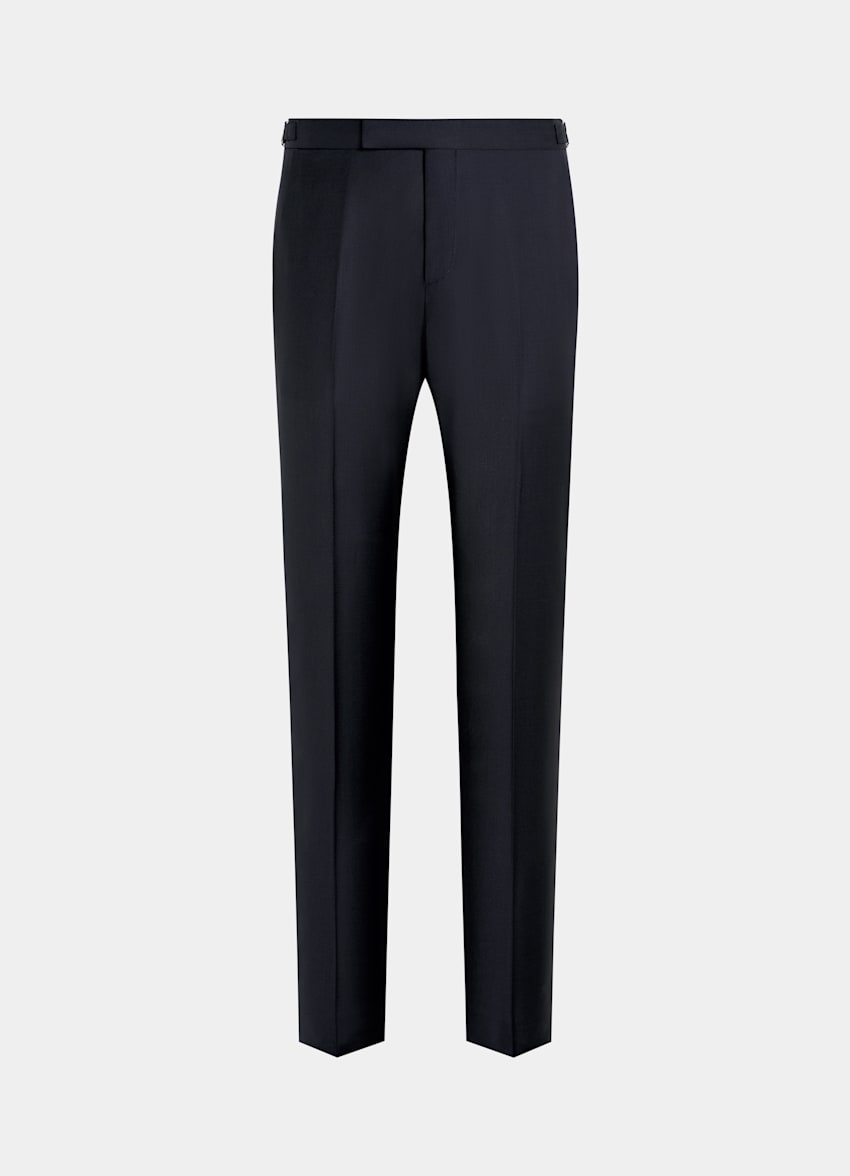 Navy Slim Leg Straight Tuxedo Pants
