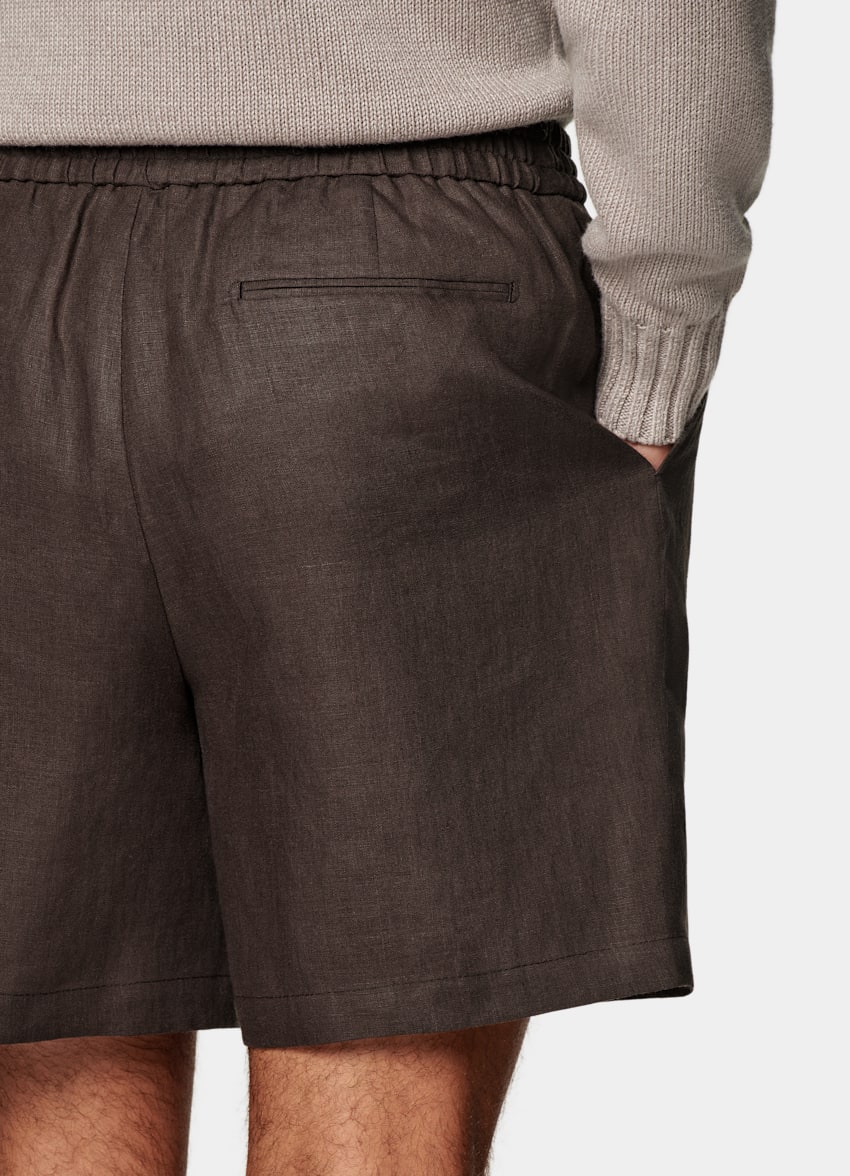 Mid Brown Straight Leg Shorts