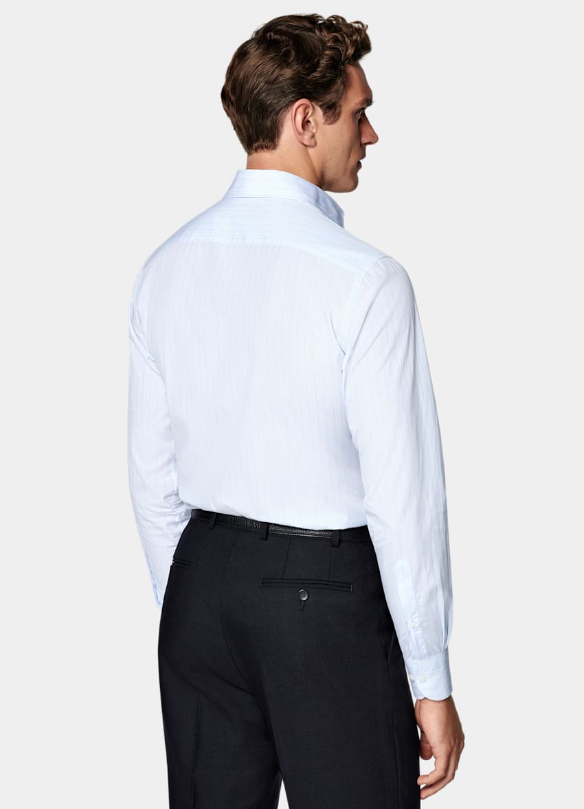 Light Blue Striped Tailored Fit Shirt