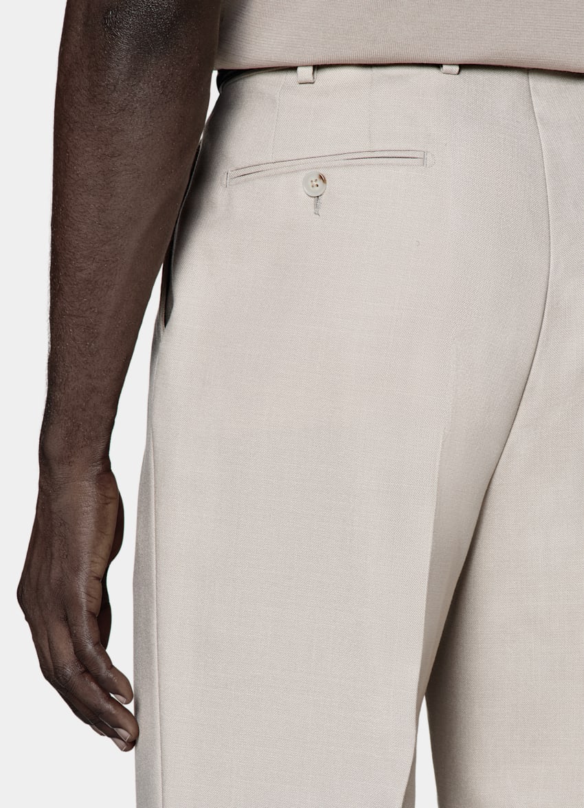 Light Taupe Wide Leg Tapered Pants