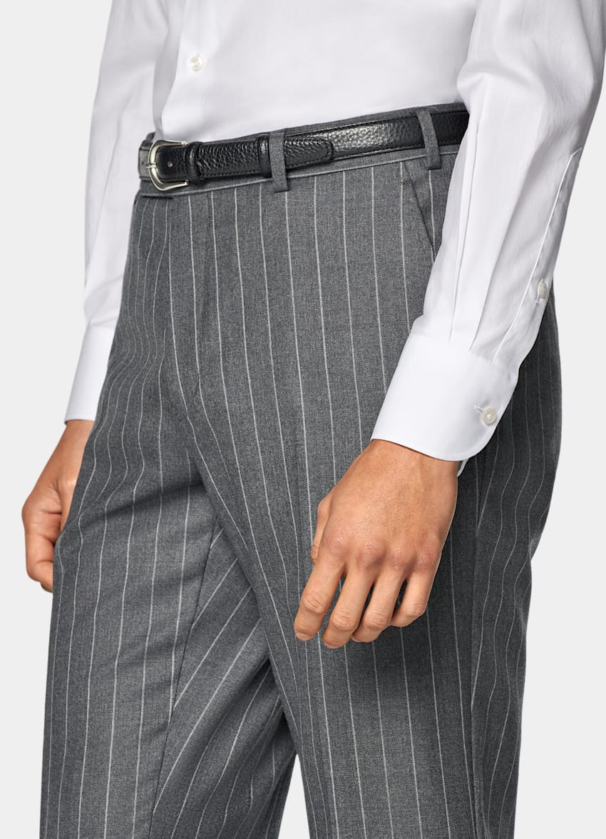Mid Grey Striped Tailored Fit Milano Suit