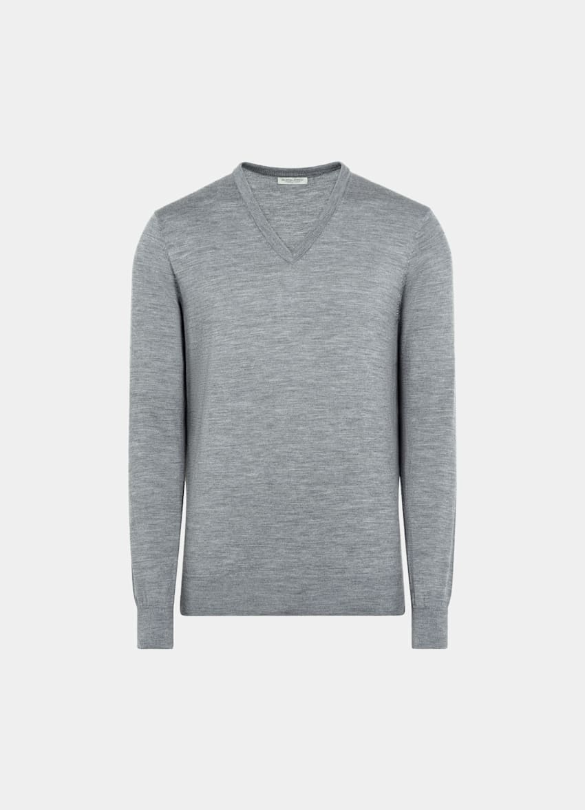 Grey Merino V-Neck
