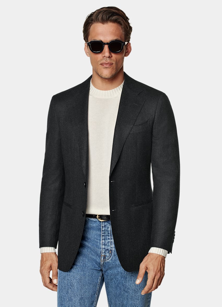 Dark Grey Tailored Fit Havana Suit Jacket