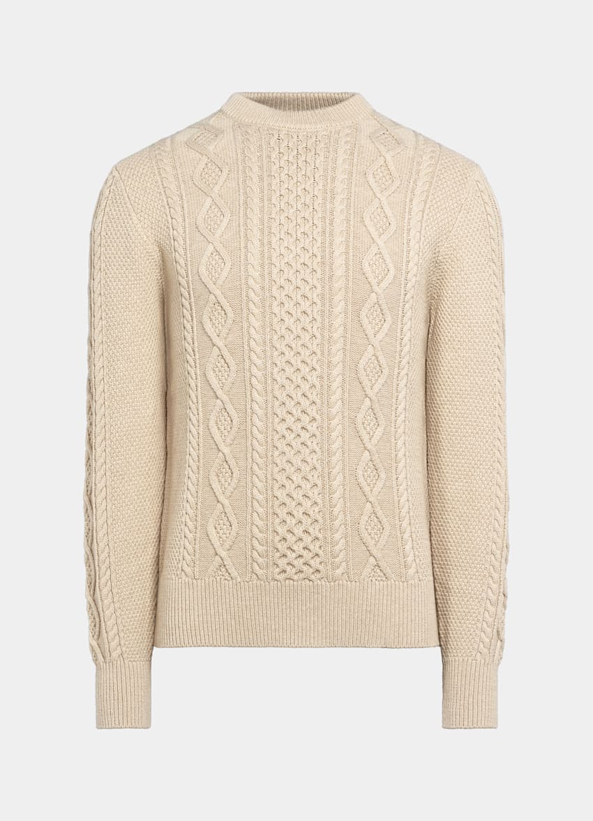 Light Brown Cable Crewneck