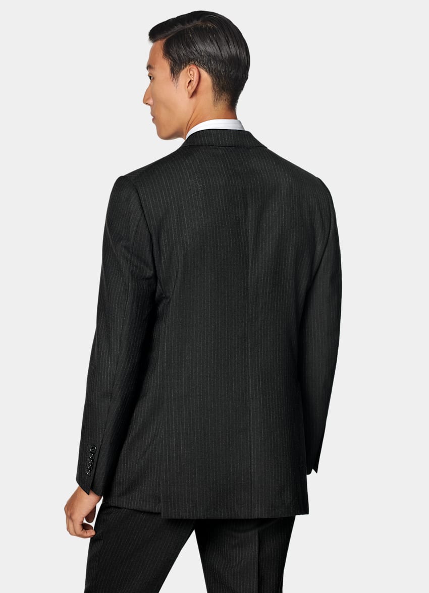 Black Striped Tailored Fit Milano Suit