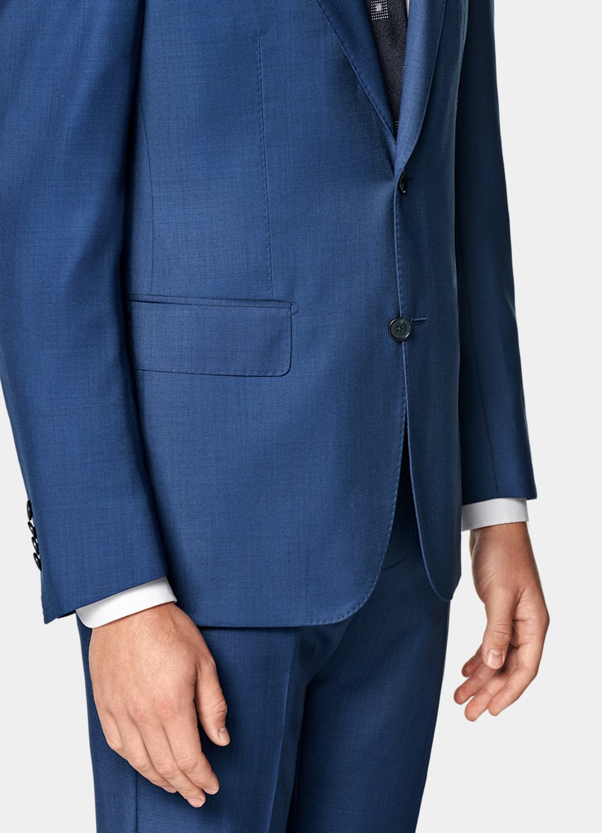Mid Blue Tailored Fit Havana Suit Jacket