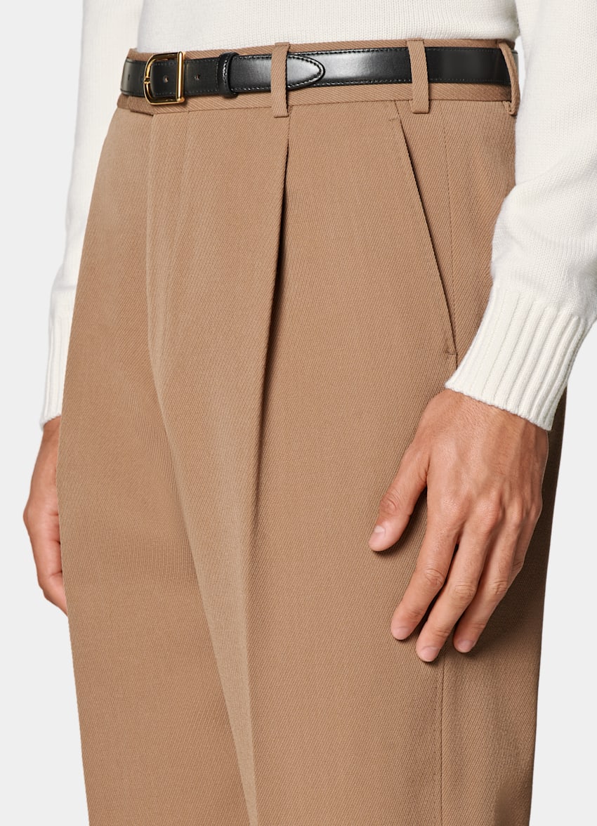 Mid Brown Wide Leg Straight Pants