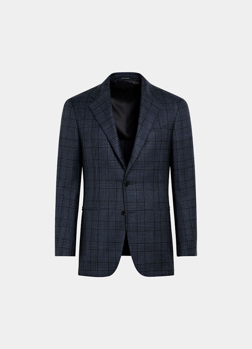 Navy Checked Tailored Fit Havana Blazer