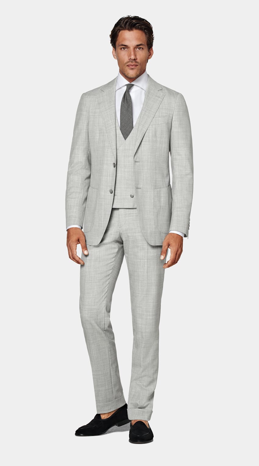 Light Grey Three-Piece Tailored Fit Havana Suit