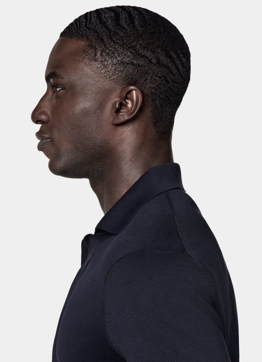 Navy Long Sleeve Polo Cardigan