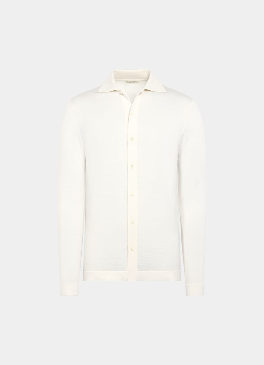 Navy Merino Long Sleeve Polo Cardigan